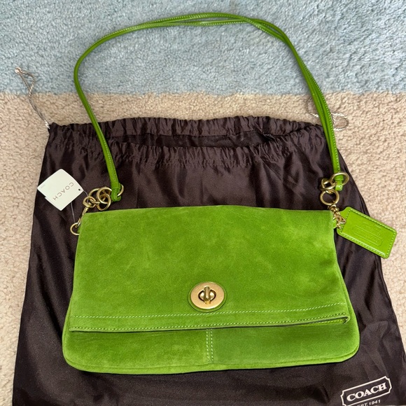 Coach Green Suede Shoulder Bag - Picture 2 of 13